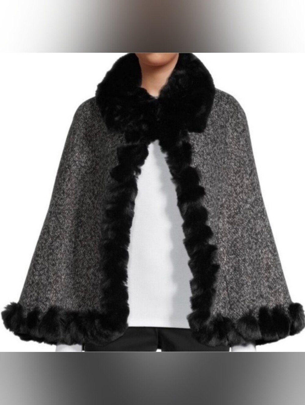 New Vince Camuto Faux Fur Tweed Cap One Size